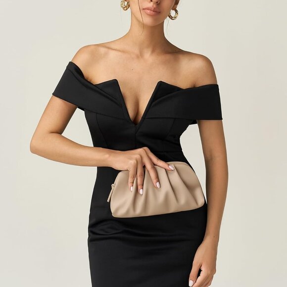 CHUNLI Dressy Vegan Leather Clutch Purse for Women Formal, Soft Pleated PU Eveni - Picture 6 of 6